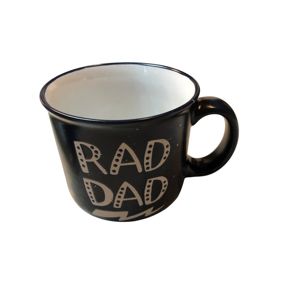 Rad Dad Mug 16oz Navy Blue with white raised spatter New